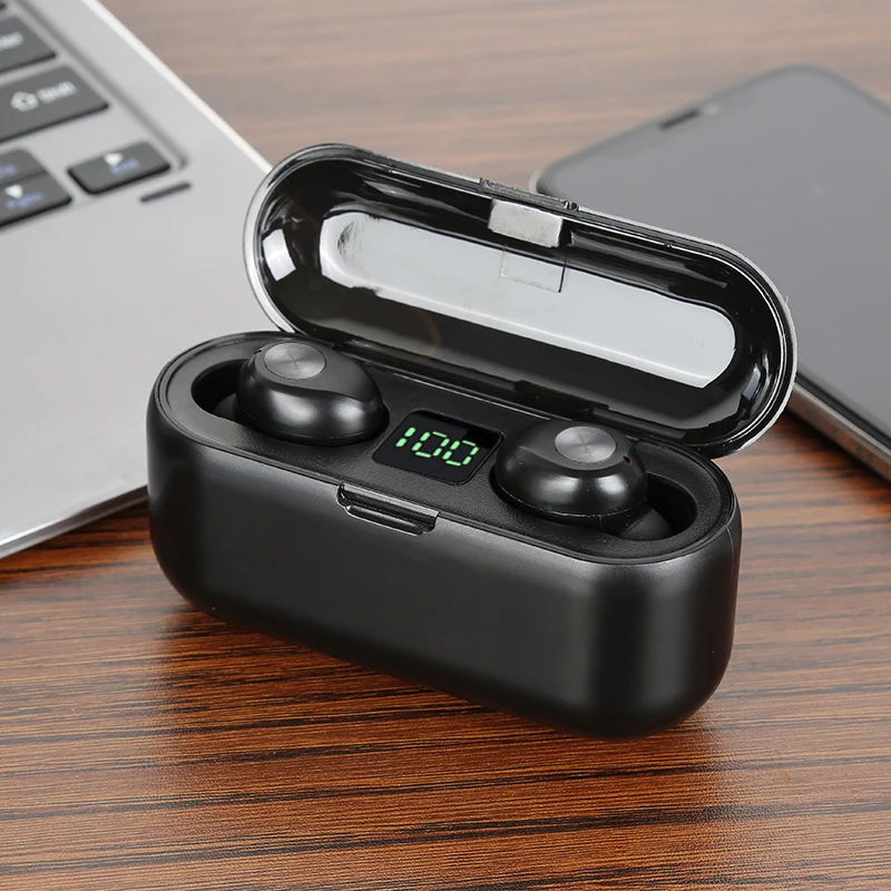 Button version TWS 5,0 Bluetooth 9D стерео наушники беспроводные наушники IPX7 водонепроницаемые наушники 2000 мАч светодиодный внешний Смарт-аккумулятор держатель телефона - Цвет: Button version