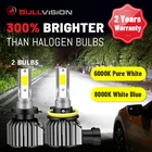 Светодиодные фары BULLVISION H7 9005 лм H11 H4 HB3 HB4 9006 6000 H8 H9 8000K Автомобильные противотуманные фары мини-размера дальний и ближний свет 2 шт.