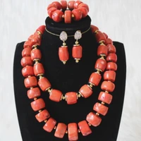 dudo newest bridal jewelry set 100 genuine coral beads jewelry set 2 layers nigerian wedding african beads 15mm 22mm gift