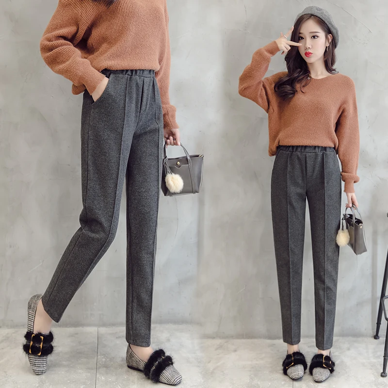 Женские шерстяные шаровары 2019 осень зима новые модные женские толстые теплые