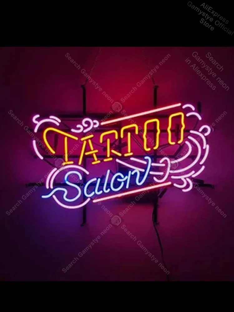 

24"x18" Real Glass Neon Light Sign Vintage Tattoo Salon Large Shop Heart Lighting Art coors light neon sign Glass Display Boards
