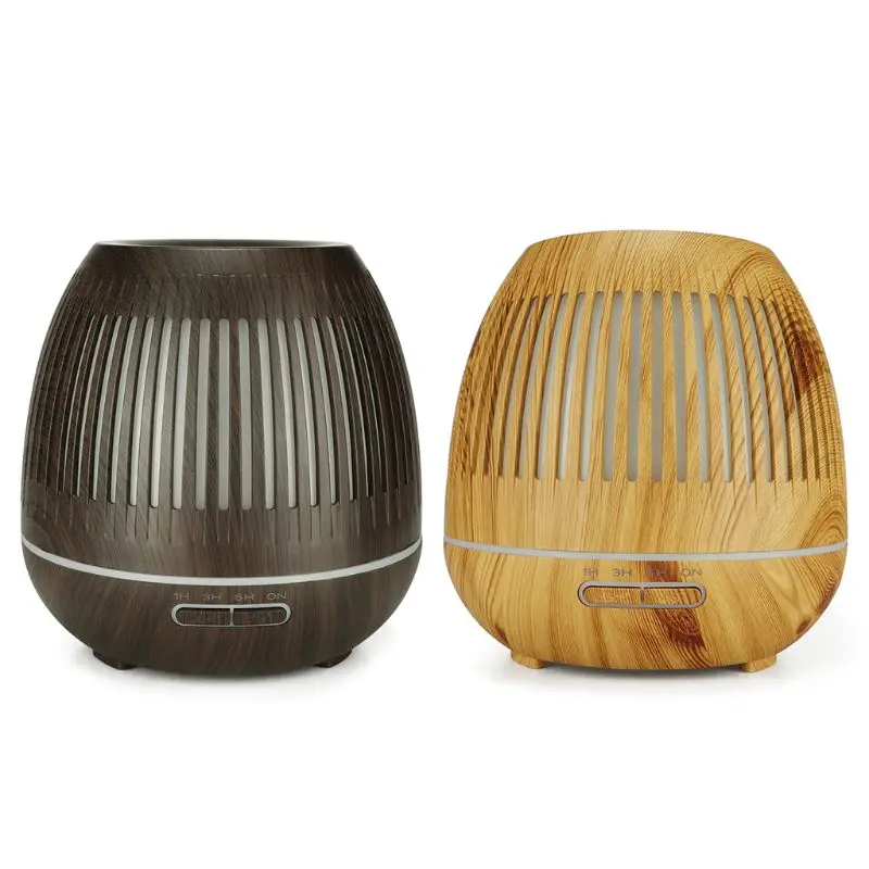 

400ml Hollow Humidifier Wood Grain humidifier Remote Control Ultrasonic Air Aroma Purifier With 7 Color LED Lights Electric Oil