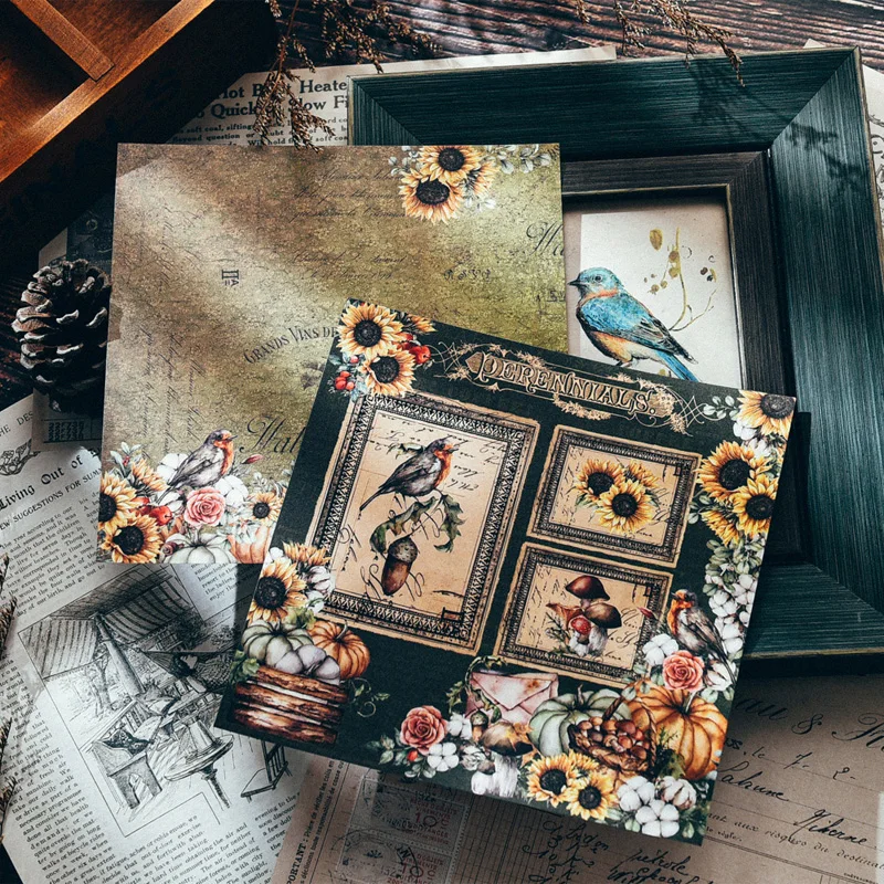 

Sunflower Pumpkin Bird Craft Paper Junk Journal Decorative DIY Scrapbooking Diary Album Material Paper Pack