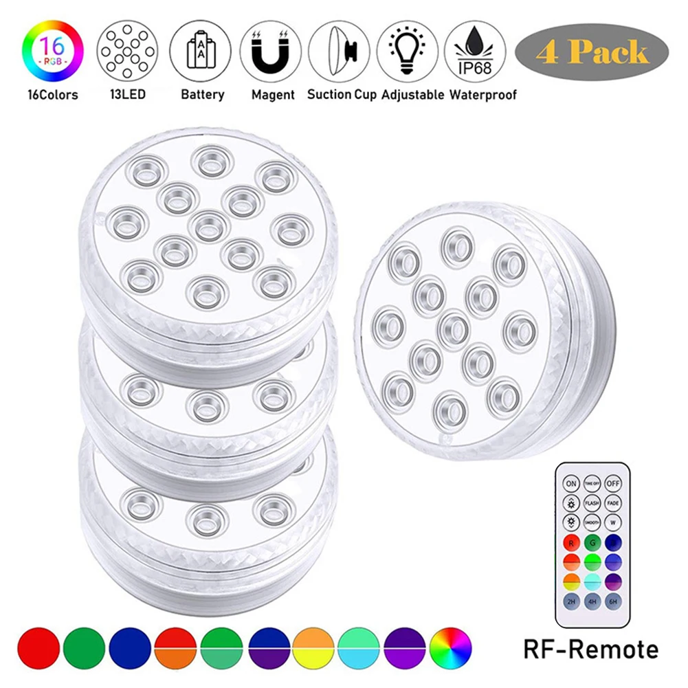 

Magnet RGB Submersible Light IP68 13LEDs Underwater Night Lamp Outdoor Vase Bowl Pond Swimming Pool Decor Lamp