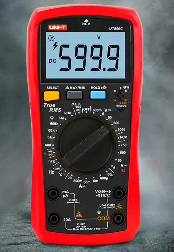Uni-t Цифровой мультиметр True RMS UT890C UT890C+ UT890D+ ручной диапазон AC DC Частота, емкость, температура измерительный прибор с подсветкой - Цвет: UT890C
