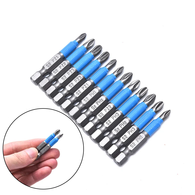 

12Pcs/Set Hex Shank PH 50mm Single Side Drills Anti Slip Electric Screwdriver Bits