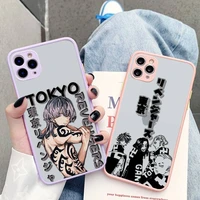 anime tokyo revengers phone case for iphone x xr xs 7 8 plus 11 12 pro max translucent matte shockproof case