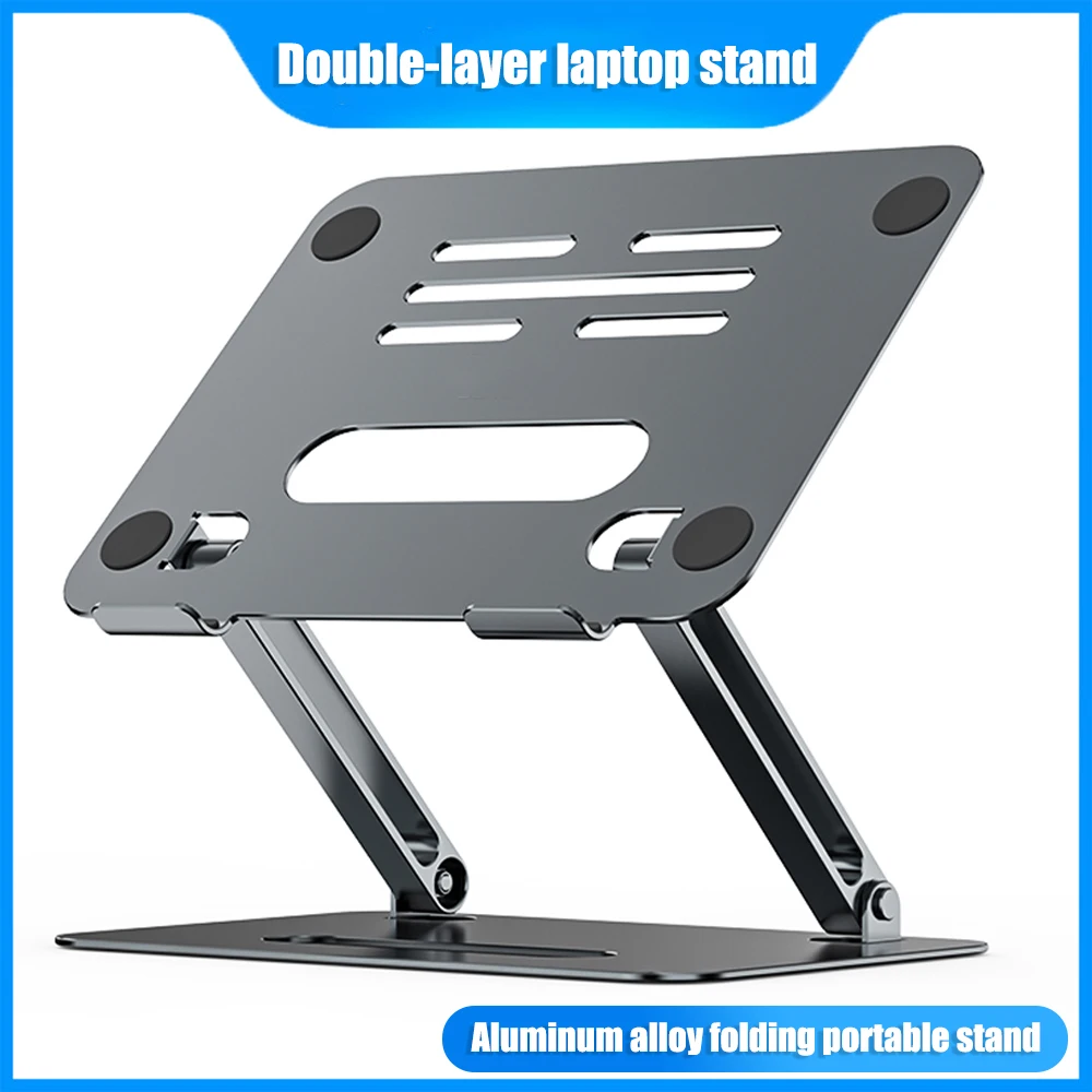 

Laptop Riser Stand Adjustable Height Aluminum Alloy Foldable Double Layer Holder for Notebook Computers