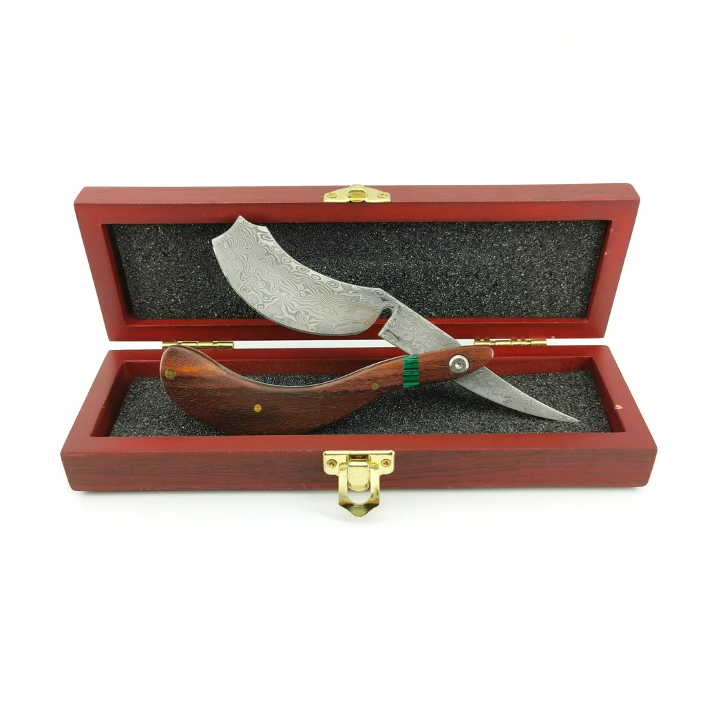 Дамасская прямая Бритва для парикмахеров стальной нож резки горла деревянная