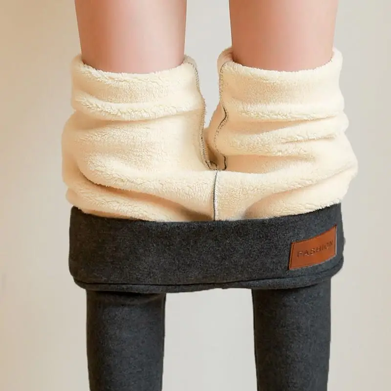 Winter Black Warm Fleece Leggings Skinny Thick Casual Wool Velvet Leggings Women Lambskin Cashmere Leggings