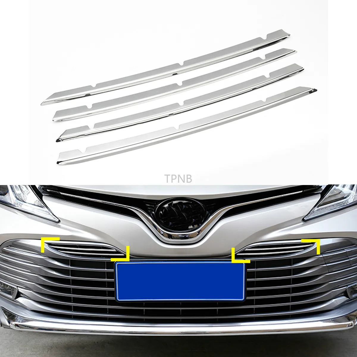 Для Toyota Camry 2018 Передняя сетка решетка из нержавеющей стали отделочная полоса