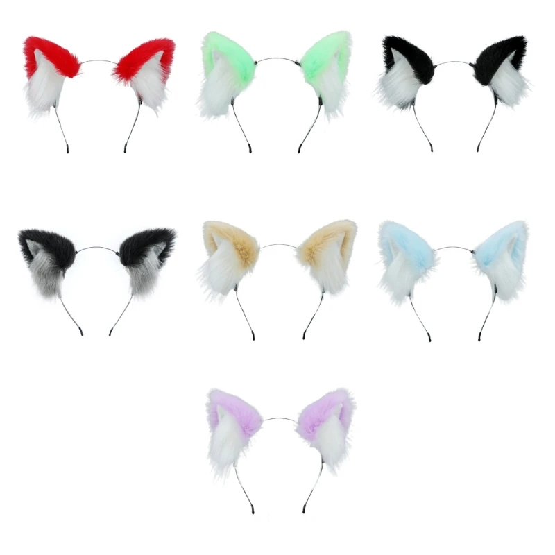 

Plush Headbands Furry Animal Cat Ears Hairbands Lolita Hair Hoop Cosplay Headpiece for Halloween Party Supplies
