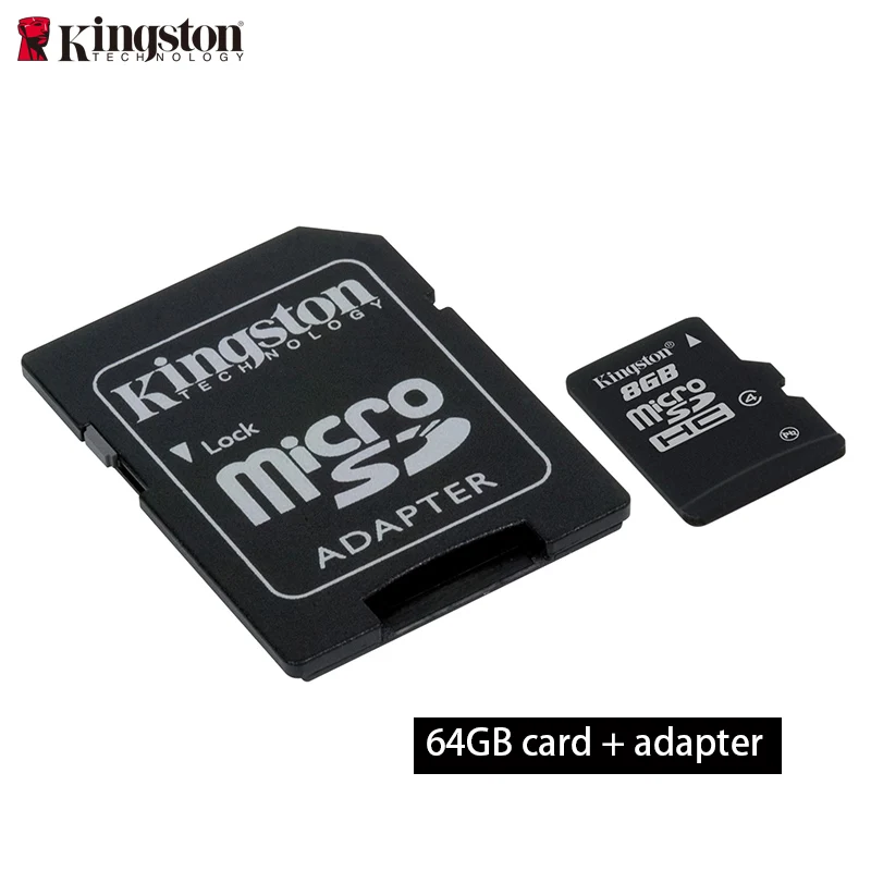 Карта памяти kingston, 8 ГБ, 16 ГБ, 32 ГБ, 128 ГБ, 64 ГБ, Micro sd карта, класс 10, флэш-карта памяти, Microsd TF/sd карта, адаптер/кардридер - Емкость: 64GB  adapter