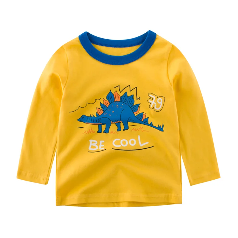 100% Cotton Kids T-shirts 2021 Boys Girls Cute Cartoon Long Sleeve Tees Tops Autumn Winter Sweatshirts for Children Boy T Shirts | Детская