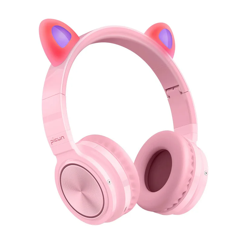 

Cute Cat Bluetooth 5.0 Headset Wireless Hifi Music Stereo Bass Headphones LED Light Mobile Phones Girl Daughter Headset for PC