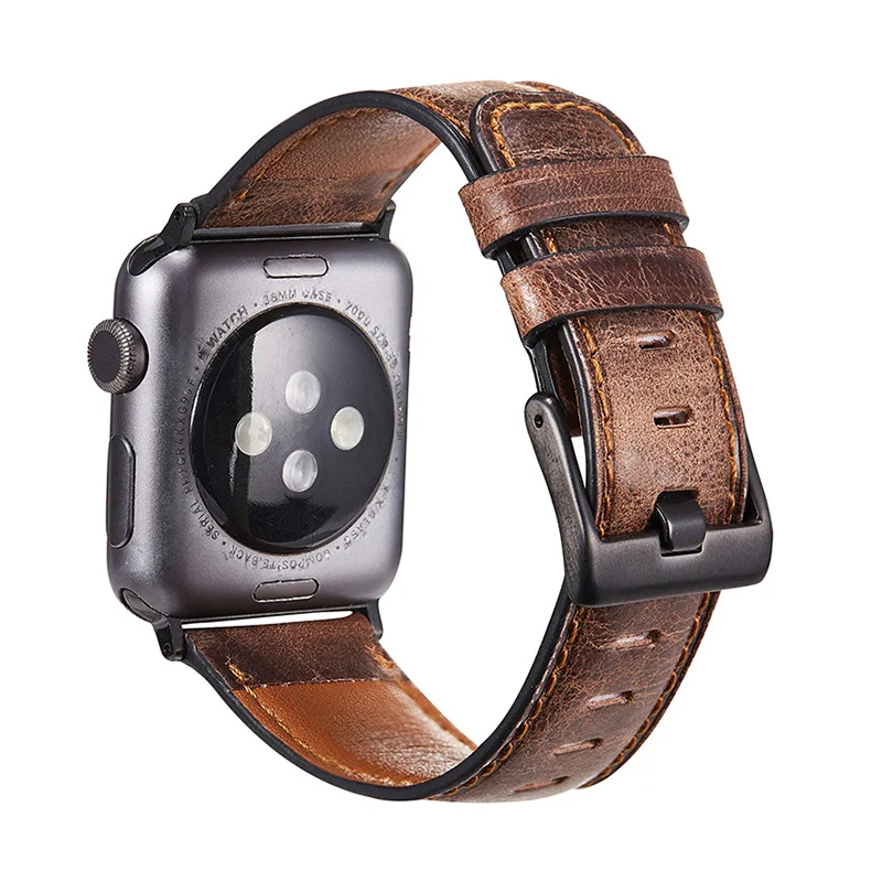애플워치 스트랩 6 Colors Genuine Leather Strap for Apple Smart Watch 42mm/44mm Vintage band Top Sporty Bracelet iwatch | Наручные