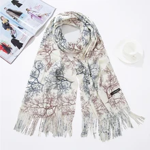 CZHCQQ High Quality Women Fashion Printing Scarf with Tassel Lady Winter Autumn Long Scarf  Luxury Brand Hot Sale Men Shawl