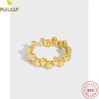925 sterling silver 18k gold round beads open rings for women light luxury female fine jewelry
