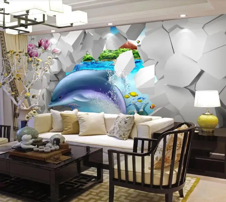 Пользовательские фото обои 3D модный современный подводный мир Дельфин гостиная