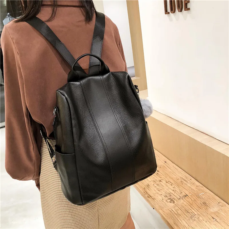 Дорожный женский рюкзак из качественной искусственной кожи водонепроницаемый с