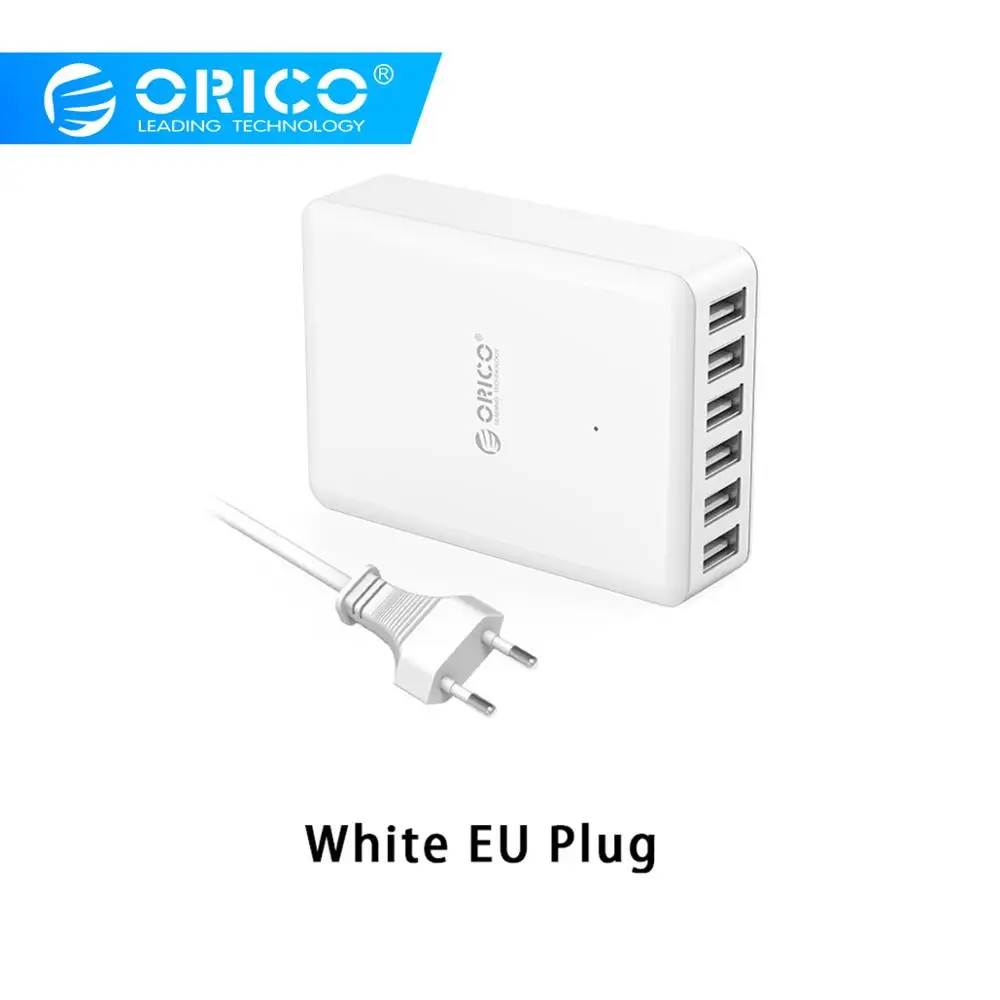 ORICO DCAP USB зарядное устройство 5 в 2,4 А 6 портов 50 вт универсальное настольное зарядное устройство для samsung Galaxy S7/S6/Edge, LG, Xiaomi, iPhone