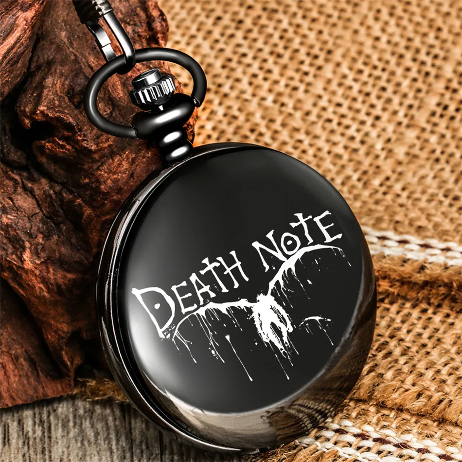 Японский аниме тема кварцевые карманные часы Death Note печатные антикварные черные