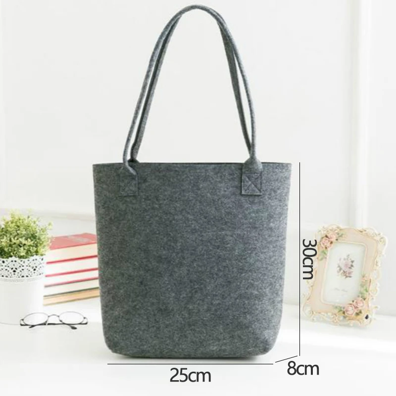 

Grey Women Felt Storage Pouch Shopping Bag Portable Travel Shoulder Handbag Bag Cosmetic Storage Bag Sundries Organizer Case