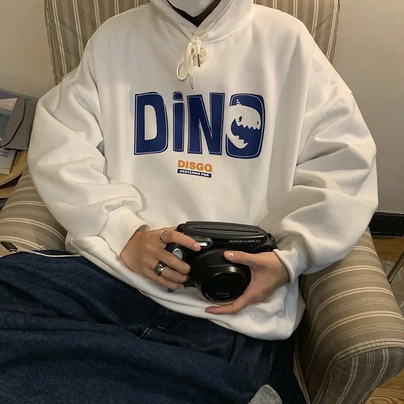 

Толстовка мужская с капюшоном, плотный/тонкий бархатный пуловер с надписью, Свободный теплый уличный топ в стиле хип-хоп, Осень-зима