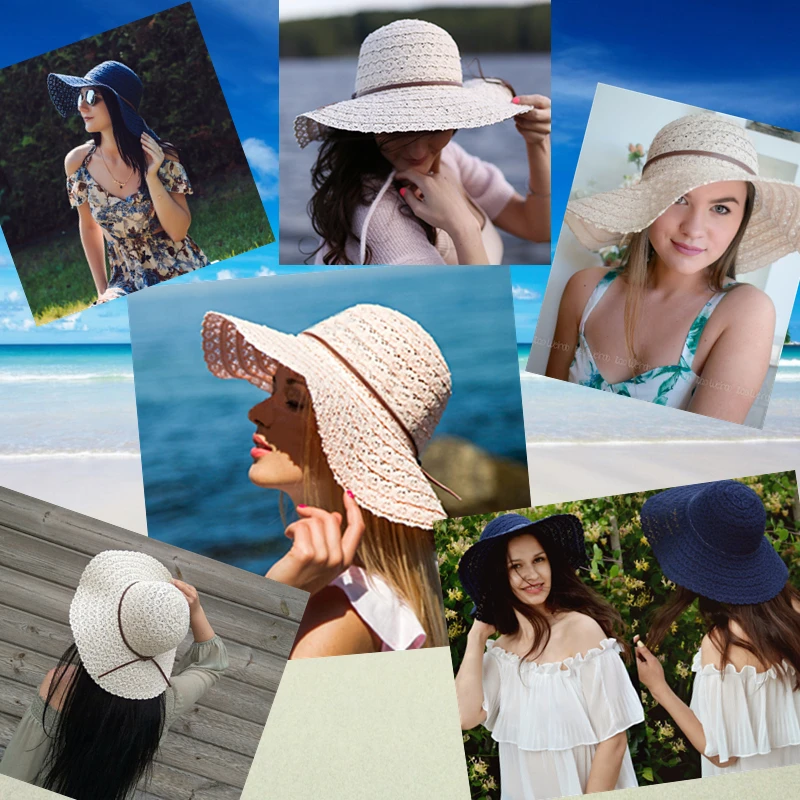 FURTALK Summer Hat for Women Cotton Straw Hat Beach Sun Hat Foldable Floppy Travel Packable Wide Brim Sun Protection Cap 2019