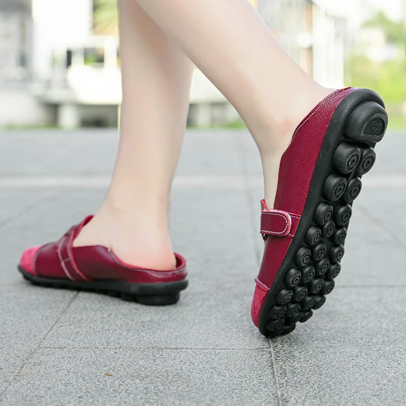 Woman New Fashion Cow Split Casual Shoe Ladies Comfy Soft Leather Loafer Moccasins Mujer Slip-on Flat Shoe Plus Size More Colors