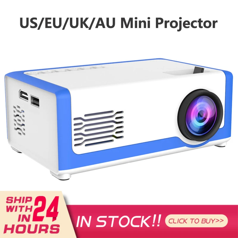 

Мини-проектор 2021 320*240 пикселей, поддержка 1080P HDMI, USB мини-проектор, домашний медиаплеер, детский подарок, вилка US/EU/UK/AU