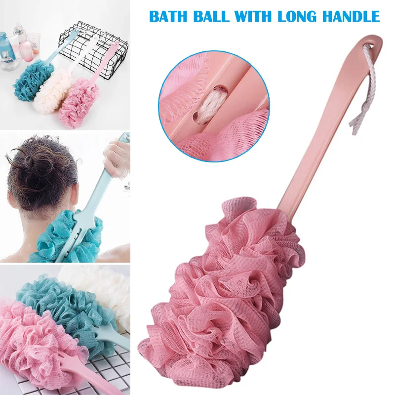 

2021 Thick Mesh Bath Ball Non-slip Long Handle Hanging Bath Shower Scrubber Brush Sponge for Bathroom SSwell