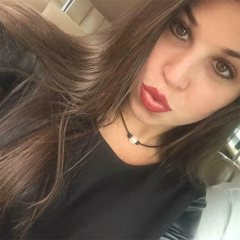 Женское жемчужное ожерелье из искусственной кожи кожаный чокер с цепочкой