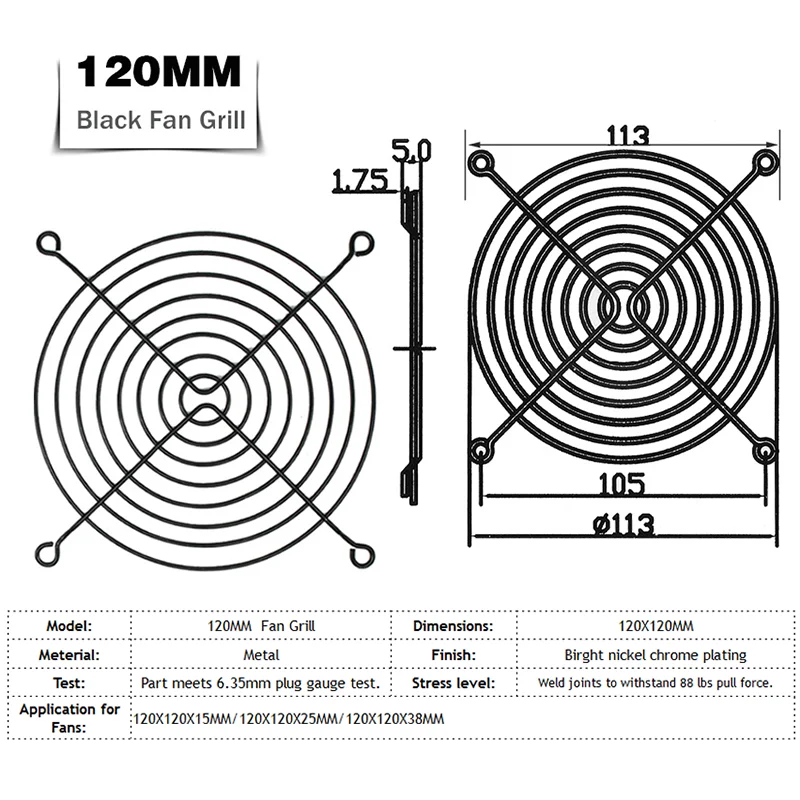 50pcs set YOUNUO Brand New Metal Steel 120mm x120mm 12cm Black Fan Protector Finger Guard Grill Net enlarge