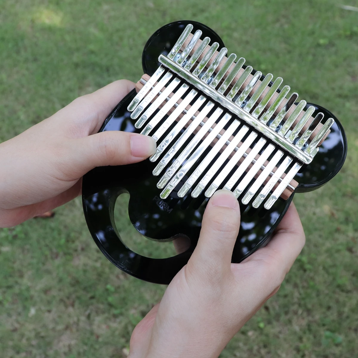 17 Key Simulation Crystal Transparent Bear Face Shape Thumb Piano Kalimba Mbira with Tuning Hammer |