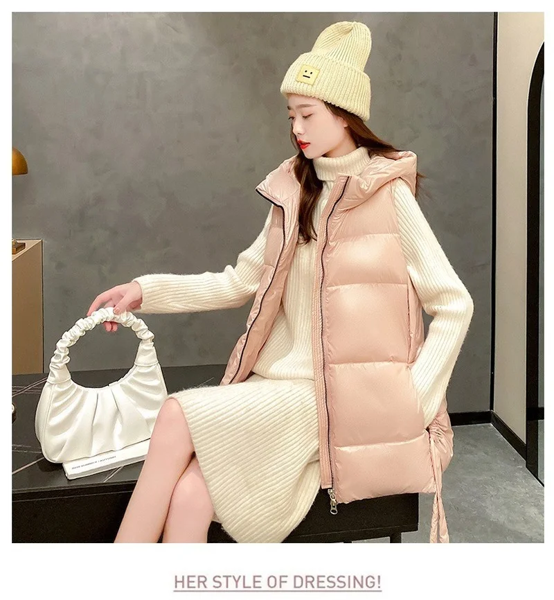 

Women Sleeveless Jacket Winter Vest Hooded Coat Print Zipper Cotton Vest Waistcoat Solid Hooded Jacket Female Casual Outwear