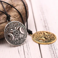 tree of life star moon round pendant necklace womens necklace new fashion metal viking jewelry party accessories gift