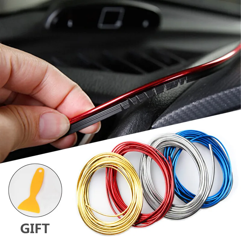

Universal Car Moulding Decoration Flexible Strips 5M Interior Auto Mouldings Car Cover Trim Dashboard Door Edgein Car-styling