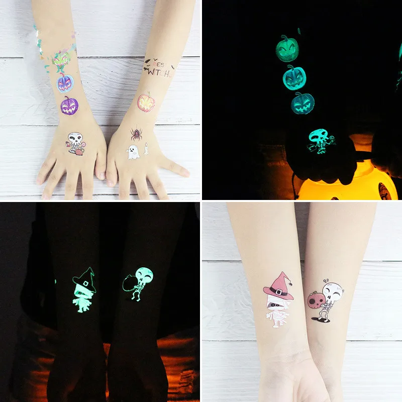 Хэллоуин светящаяся татуировка стикер сверкающий в темноте водостойкие