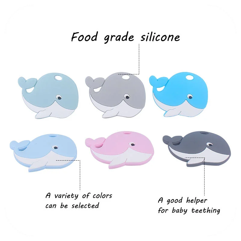 5/10Pcs Animal Whale Silicone Teethers DIY Baby Teething Necklace Food Grade BPA Free Cartoon Nursing Toys Baby Teethers Gift