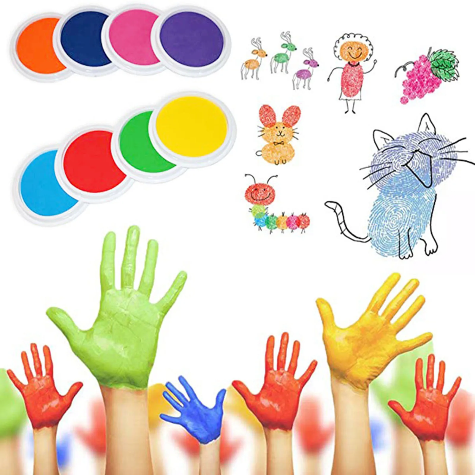 

Craft Ink Pad DIY Projects Drawing Multi-Colored Kids Art Set Set of 8 Ink Pads for Scrapbooking School Nursery Toddler