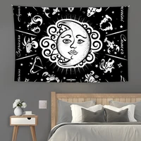 sun moon tapestry wall hanging sun with stars space psychedelic black and white tapestry bedroom living room dorm home decor