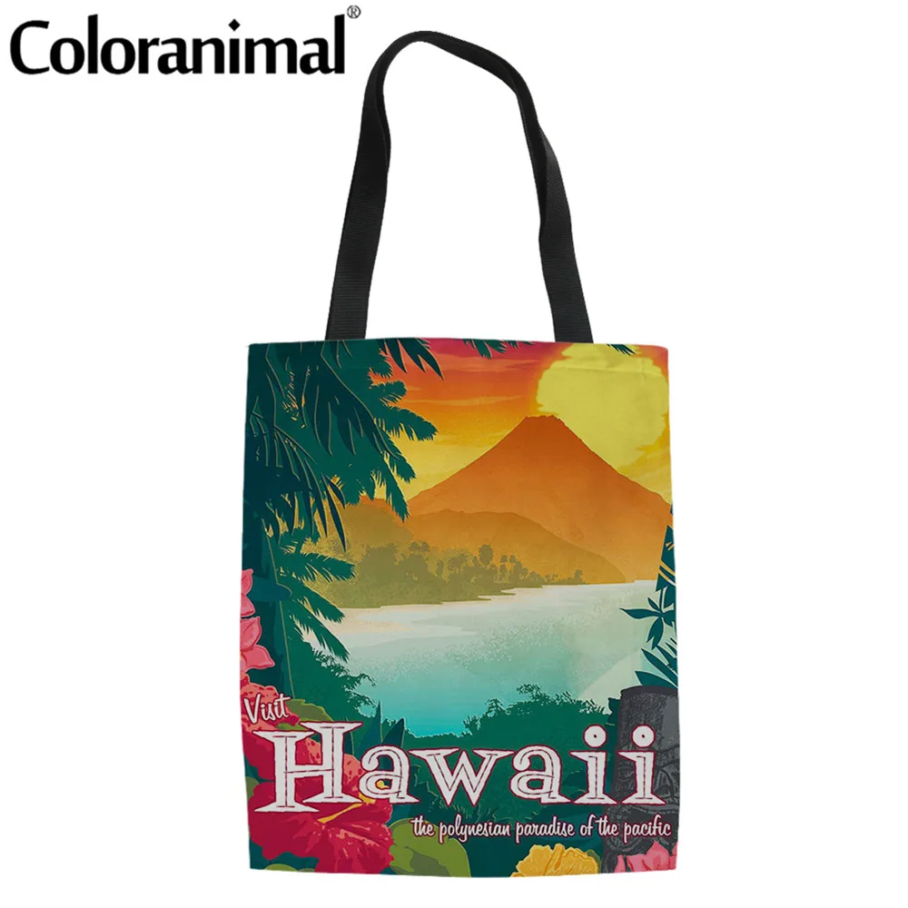 Coloranimal Для женщин парусиновая сумка Hawaii для путешествий с принтом женская