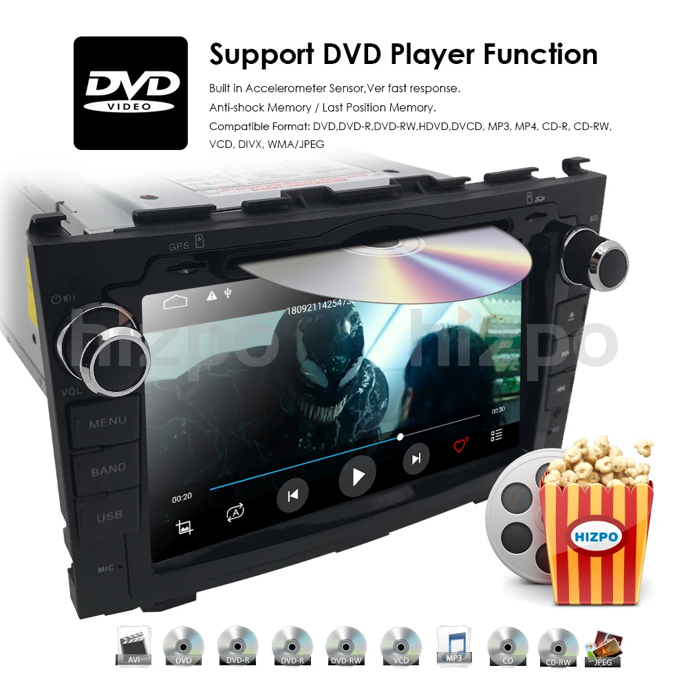 Hizpo автомобильный dvd-плеер gps Navi для Honda CRV 2007-2011 ips емкостный экран 1024*600+ 4G+ wifi+ BT+ SWC+ RDS+ Android 9,0+ 2 г+ 16 ГРОМ