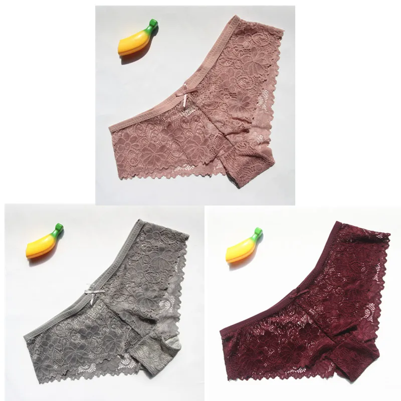 pink gray brown 3 шт./компл. Сексуальное Женское кружевное нейлоновое дышащее нижнее белье прозрачные трусы трусики сексуальное женское нижнее белье плюс размер hphp15 - Цвет: pink gray brown