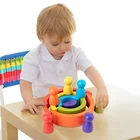 Радужные деревянные игрушки, полукруги, строительные блоки, прямоугольная доска, пегкулы, геометрические Деревянные игрушки для детей, образование, детские игрушки