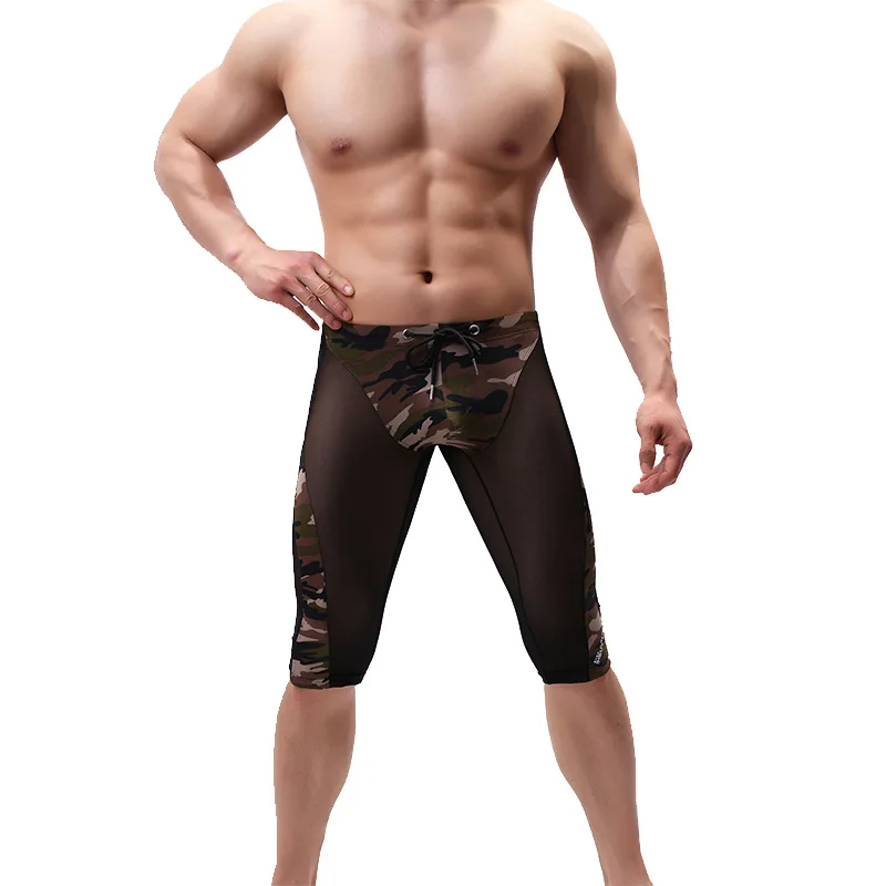 Спортивные штаны для бодибилдинга мужские сетчатые шорты фитнеса Капри йоги