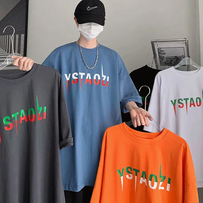 

Summer Men's T-shirt Oversized Casual Male Top Tees Hip Hop Loose T Shirt Men Printed Classic Couple T-shirts