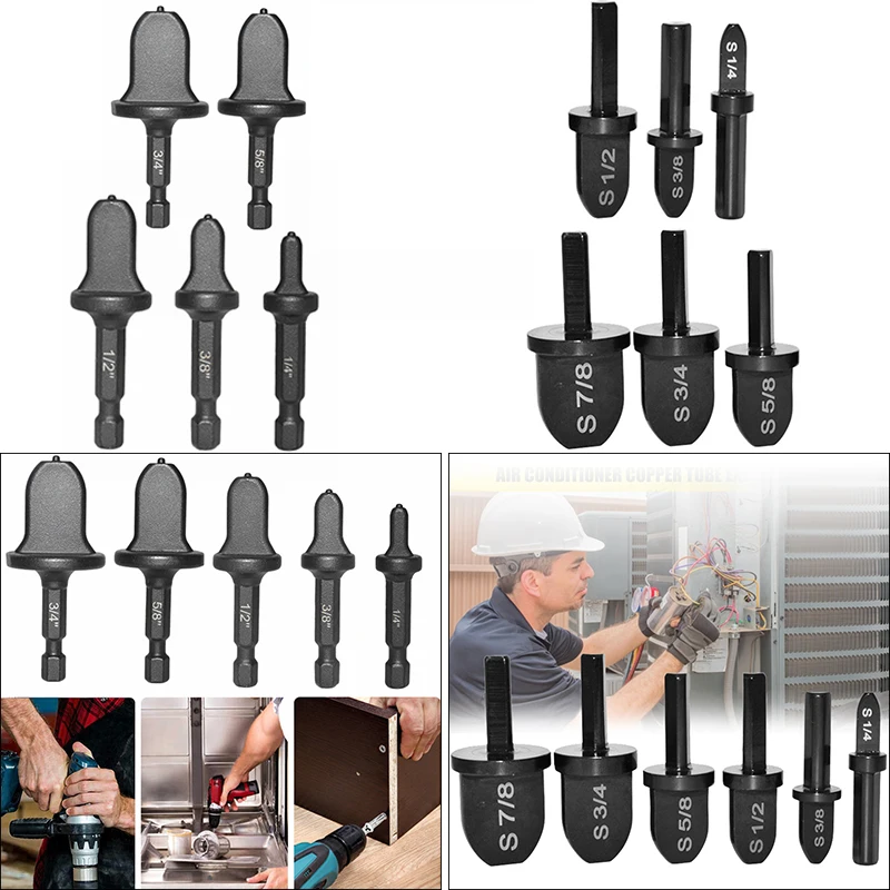 5pcs Hexagonal Handle Tube Pipe Expander Support For Air Conditioner Conditioning Drill Bit Pipe Flaring Swaging Tool