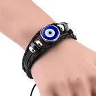 Мужской Многослойный кожаный браслет сглаза с бусинами